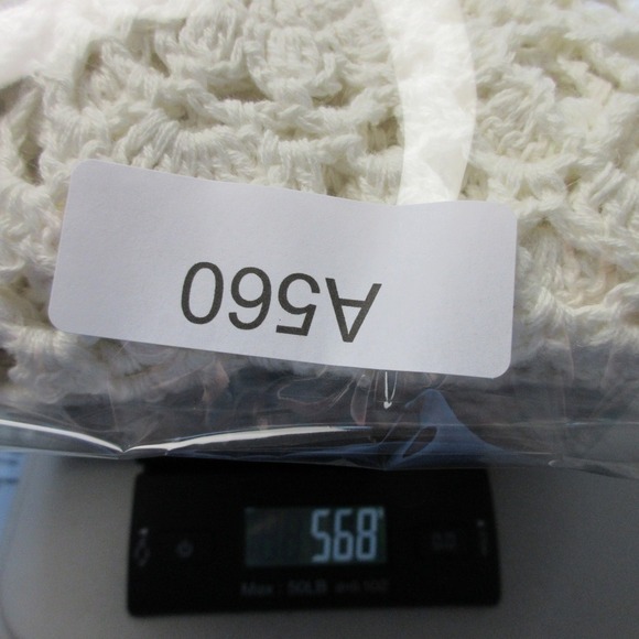 Jessica Roberts Crochet Vtg Y2K Tunic Dress L Ivory Open Knit Beach Boho 568 - Picture 10 of 11